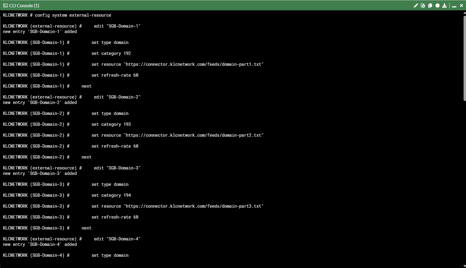 CLI Tanımlamaları Sonrası Komut Satırı Çıktısı